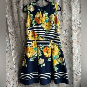 Floral & Striped Sleeveless Dress